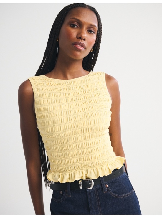 Abercrombie & Fitch Tops - Abercrombie and Fitch Sleeveless Smocked Ruffle Hem Top - Yellow size small